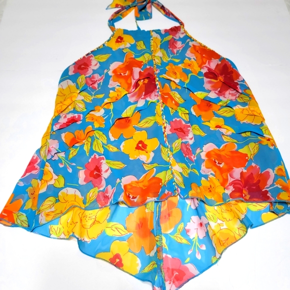 Princy by Jessica Simpson Halter Camisole Tank Top Floral Print Flowly Size L - Picture 1 of 10